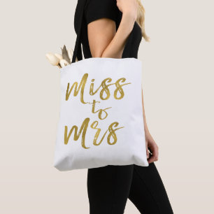 Miss to Mrs Bridal Shower Party Gold Foil Tote Bag
