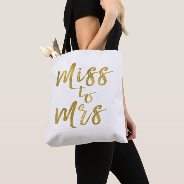 Miss to Mrs Bridal Shower Party Gold Foil Tote Bag (Close Up)
