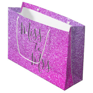 Miss to Mrs Bridal Shower Party Rainbow Sparkle Large Gift Bag