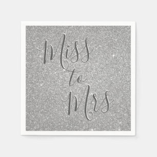 Miss to Mrs Bridal Shower Party Silver Sparkle Napkin