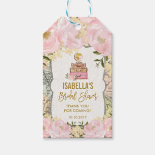 Miss to Mrs Bridal Shower Pink Floral Travel Favou Gift Tags