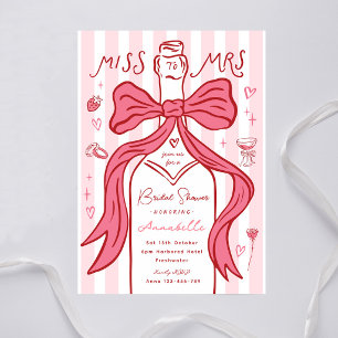 Miss to Mrs Bridal Shower Pink Ribbon Champagne Invitation