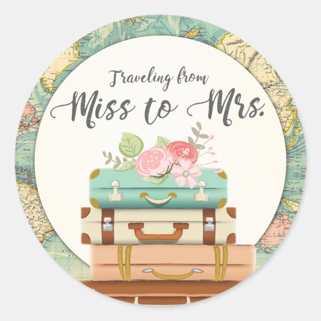 Miss to Mrs Bridal Shower Sticker Envelope Seal (Front)