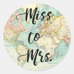Miss to Mrs Bridal Shower Sticker Envelope Seal