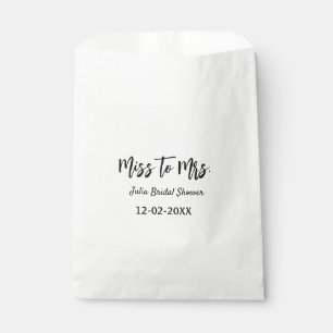 Miss to Mrs bridal shower stylish simple add name  Favour Bags