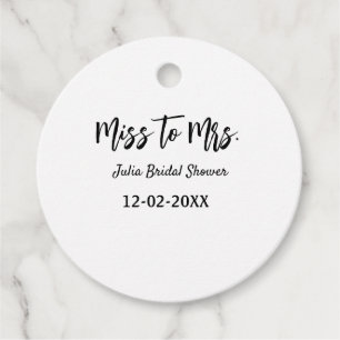Miss to Mrs bridal shower stylish simple add name Favour Tags