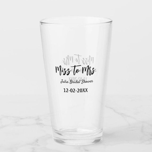 Miss to Mrs bridal shower stylish simple add name  Glass (Front)