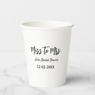 Miss to Mrs bridal shower stylish simple add name  Paper Cups