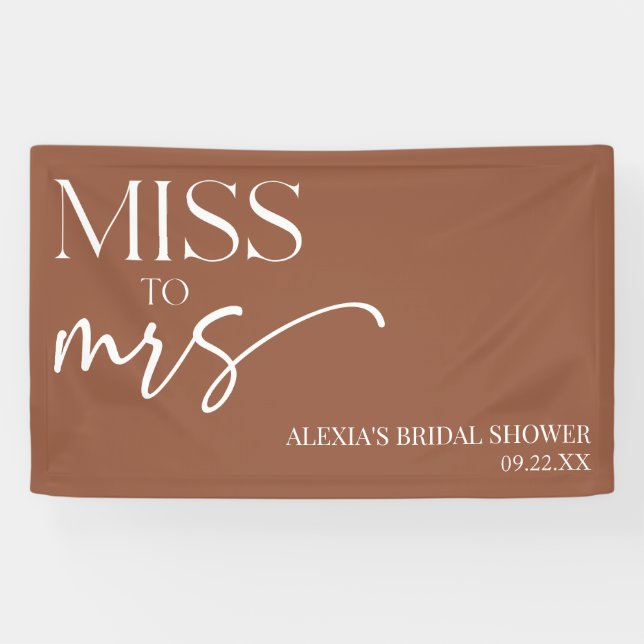 Miss To Mrs Brown Boho Bohemian Bridal Shower Banner (Horizontal)