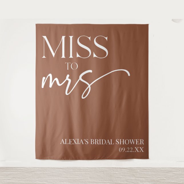 Miss To Mrs Brown Boho Bohemian Bridal Shower Tapestry (Front)