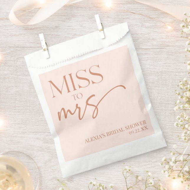 Miss To Mrs Brown Tan Boho Bohemian Bridal Shower Favour Bags (Clipped)