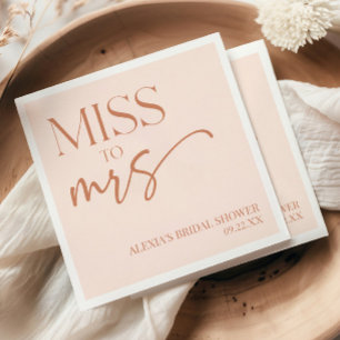 Miss To Mrs Brown Tan Boho Bohemian Bridal Shower Napkin