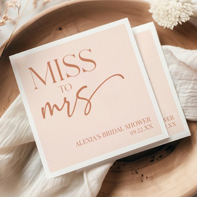 Miss To Mrs Brown Tan Boho Bohemian Bridal Shower Napkin (Creator Uploaded)