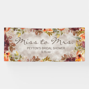 Miss to Mrs. Burgundy Orange Floral Bridal Shower Banner