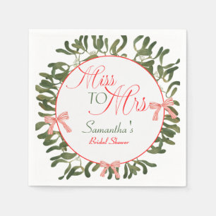 Miss to Mrs. Coquette Mistletoe Bridal Shower  Napkin