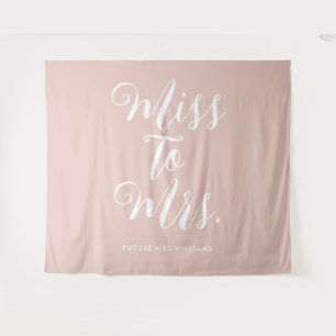 Miss to Mrs Cute Blush Pink Romantic Bachelorette Tapestry