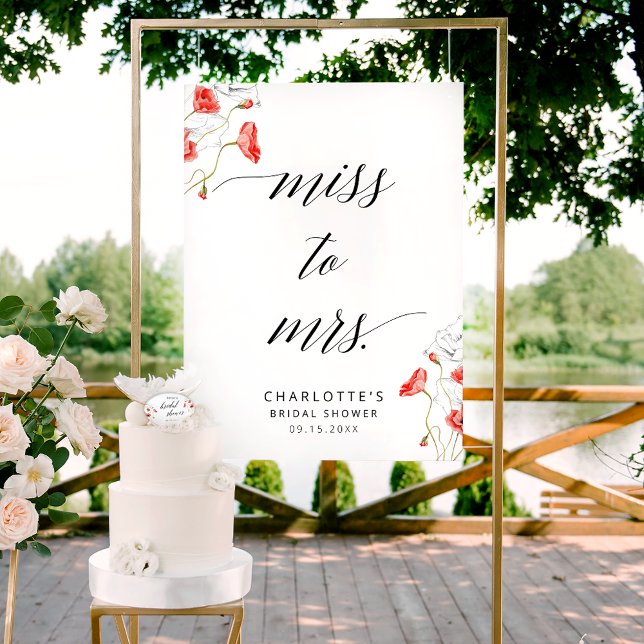 Miss To Mrs Elegant Calligraphy Bridal Shower Sign (Creator Uploaded)