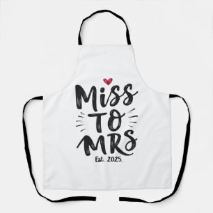 Miss to Mrs Est. 2025 Marriage Husband Wife Couple Apron