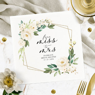 Miss to Mrs Greenery Geometric Bridal Shower Napkin