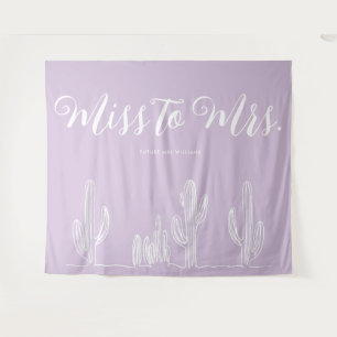 Miss to Mrs Modern Boho Cactus Mauve Bachelorette Tapestry