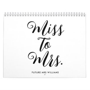 Miss to Mrs Modern Bridal Shower Bachelorette Calendar