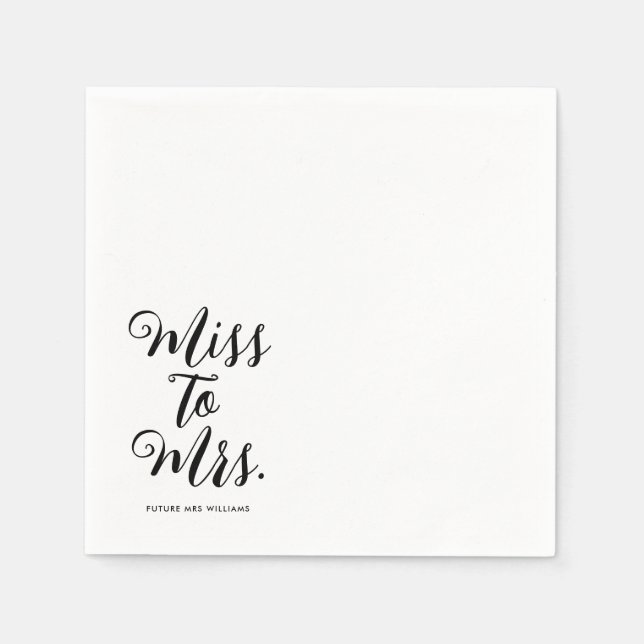 Miss to Mrs Modern Bridal Shower Bachelorette Napkin (Front)