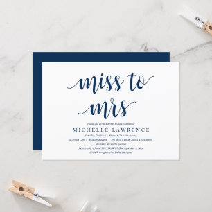 Miss to Mrs, Modern Bridal Shower Celebration Invi Invitation
