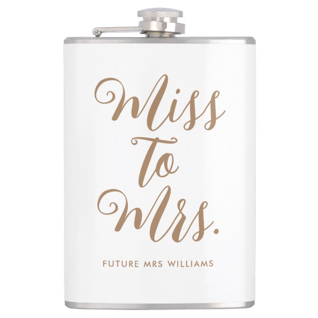 Miss to Mrs Modern Bridal Shower  Hip Flask (Front)