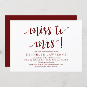 Miss to Mrs, Modern Bridal Shower Invitation