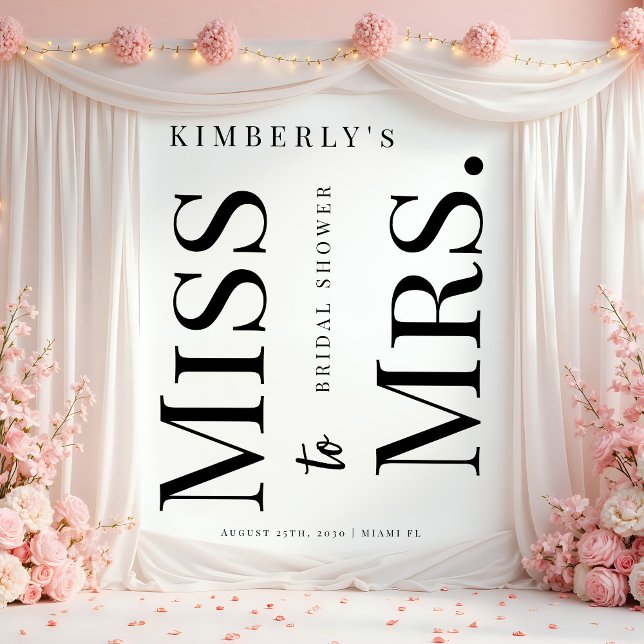 Miss to Mrs modern bridal shower photo backdrop Tapestry (Creator Uploaded)
