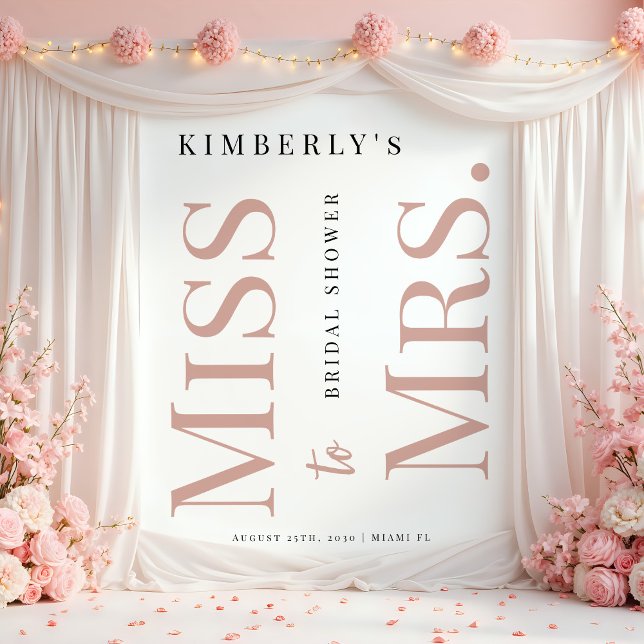 Miss to Mrs modern bridal shower photo backdrop Tapestry (Creator Uploaded)