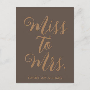 Miss to Mrs Modern Bridal Shower  Postcard