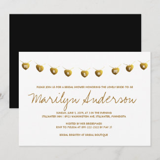 Miss To Mrs Modern Gold Bridal Shower Invite