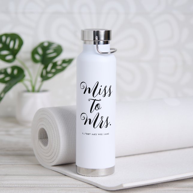 Miss to Mrs Modern Minimalist Bachelorette Party Water Bottle (Yoga)