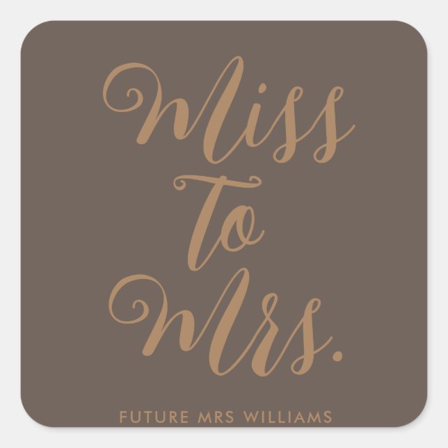 Miss to Mrs Modern Simple Bachelorette Square Sticker (Front)
