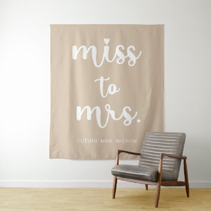 Miss to Mrs Name Bridal Shower Photo Backdrop Tapestry