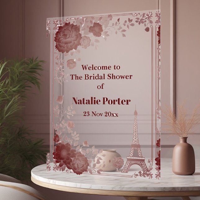 Miss to Mrs Paris Bridal Shower Eiffel Tower Chic Acrylic Sign (Miss to Mrs Paris Bridal Shower Eiffel Tower Chic Acrylic Sign)