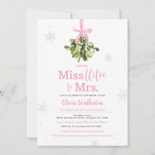 Miss to Mrs. Pink Christmas Bridal Shower Invite