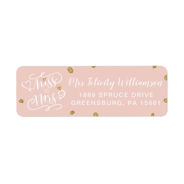 Miss To Mrs | Pink Gold Glitter Heart Ring Wedding (Front)
