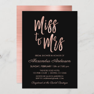 Miss to Mrs Pink Rose Gold Bridal Shower Invitation