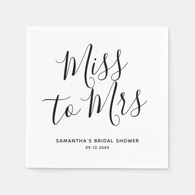 Miss to Mrs Simple Chic Boho Theme Bridal Shower  Napkin (Front)