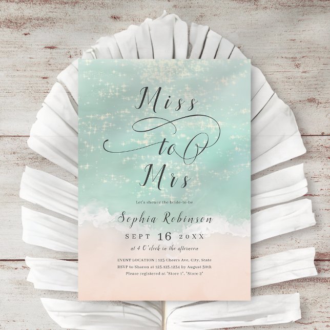 Miss to Mrs sparkling ocean beach bridal shower Invitation (Miss to Mrs sparkling ocean beach bridal shower Invitation)
