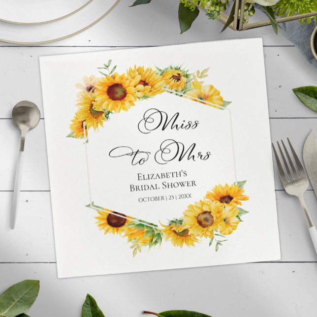 Miss To Mrs | Sunflower Fall Bridal Shower Napkins (Creator Uploaded)