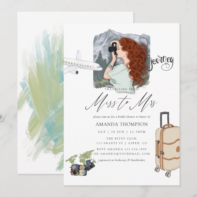 Miss To Mrs Travel Bridal Shower Invitation (Front/Back)