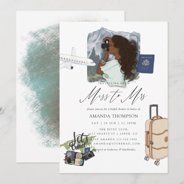 Miss To Mrs Travel Bridal Shower Invitation (Front/Back)