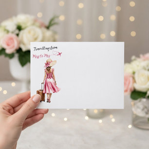 Miss To Mrs Travel Pink Bow Dress Bridal Shower Envelope