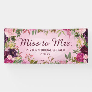 Miss to Mrs. Vintage Pink Purple Bridal Shower Ban Banner