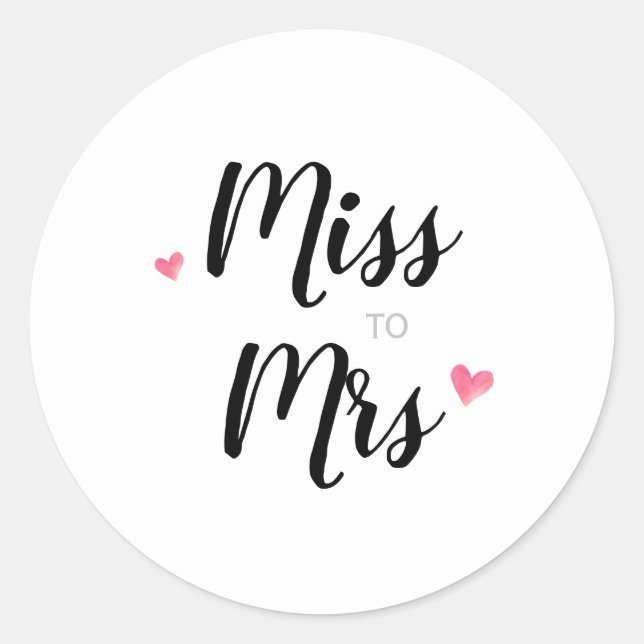 Miss to mrs wedding favour sticker (Front)