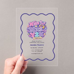 Miss to Mrs Y2K Edition Retro Bachelorette Party Acrylic Invitations
