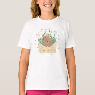 MISS U: Teddy Bear & Flowers in Envelope T-Shirt